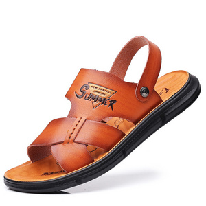 Bulk Wholesale Mens Slippers Casual Sandals Genuine Leather Summer Beach Flat Shoes Sandals For Men Anti-Slippery Shoes