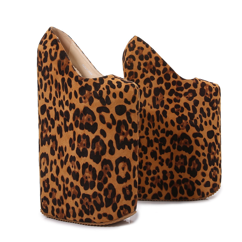 New Arrivals For 2023 Heels For Women 30CM Big Size Wedges Size 35--46 Luxury Leopard Print Suede Heels Fancy Slip-On Suede Shoe