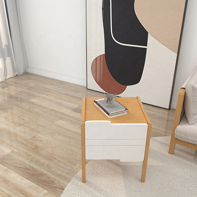 Contemporary Modern Wooden Panel Bedroom Nightstand with Wireless Charging Living Room Furniture beside Table