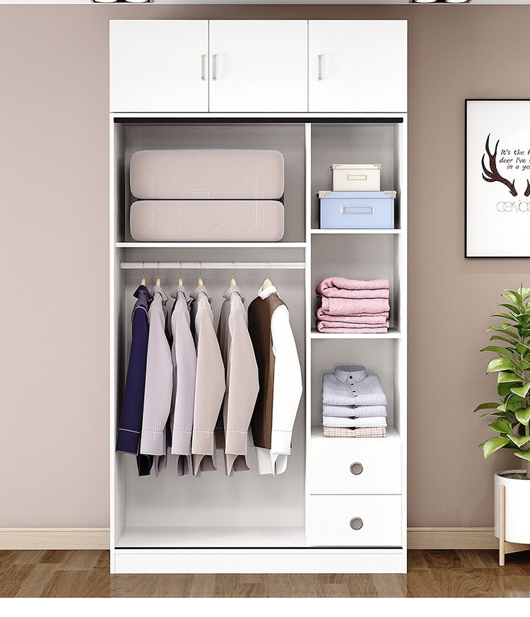 Well designed wardrobe make from wood home furniture white closet wardrobes with shelf and hanger