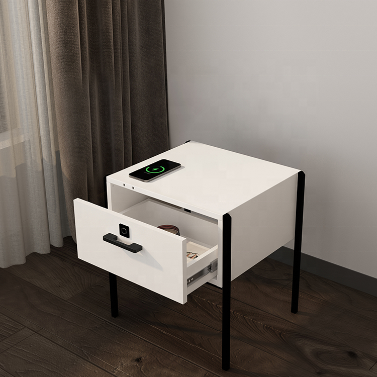 Modern Minimalist Bedroom Furniture Smart Multi-Function Metal Leg Nightstand for Home Living Room