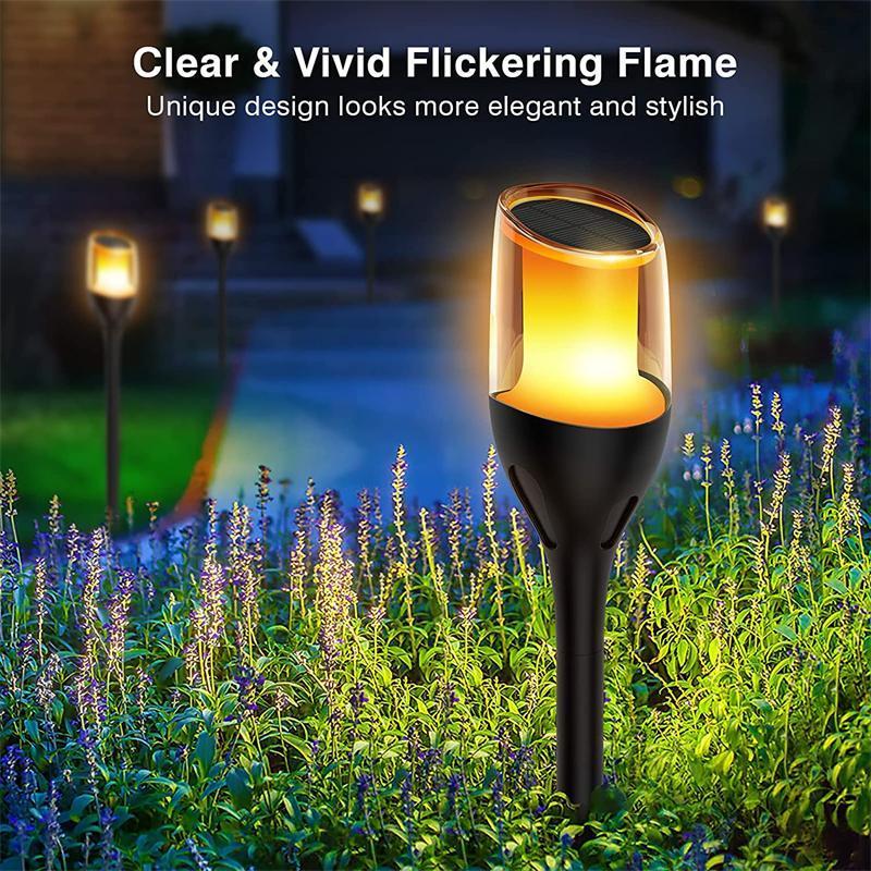 Solar Flame Torch Lights Flickering Garden LED Lawn Lamp Waterproof Outdoor Decoration Lights for Yard Street Pathway Patio