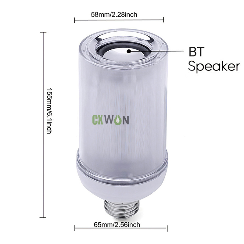 Flame Bulb Light Speaker Audio Music RGBW Bulb Lamp E27 B22 E26 8W Smart Dimmable Light Bulb with 24Keys Remote