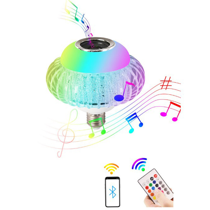 Led Lantern Crystal Music Bulb Lamp Blue tooth Music Speaker RGB Light With Remote Control Multifunction Led Bulb 15W E27