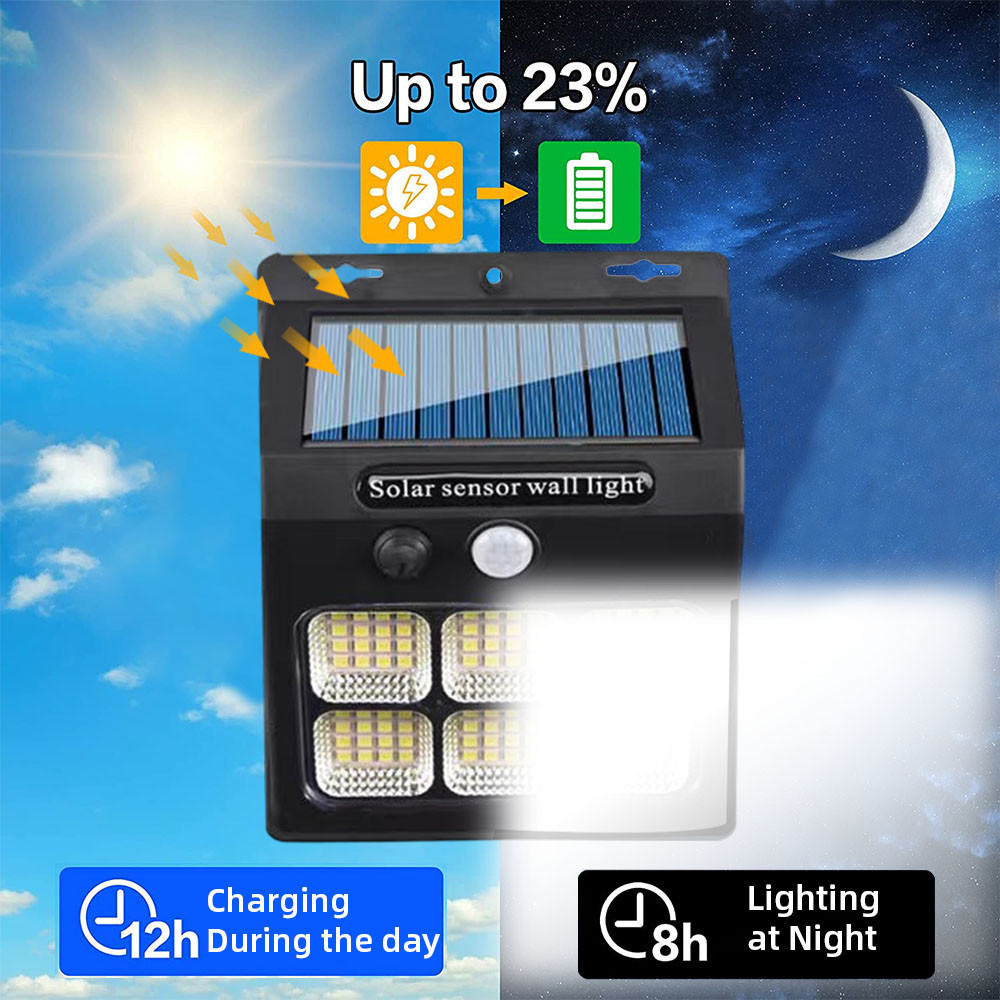 Solar Wall Lamp 16COB 112LED 96LED 72COB Motion Sensor Waterproof IP65 3 Modes 1200mah Security Light