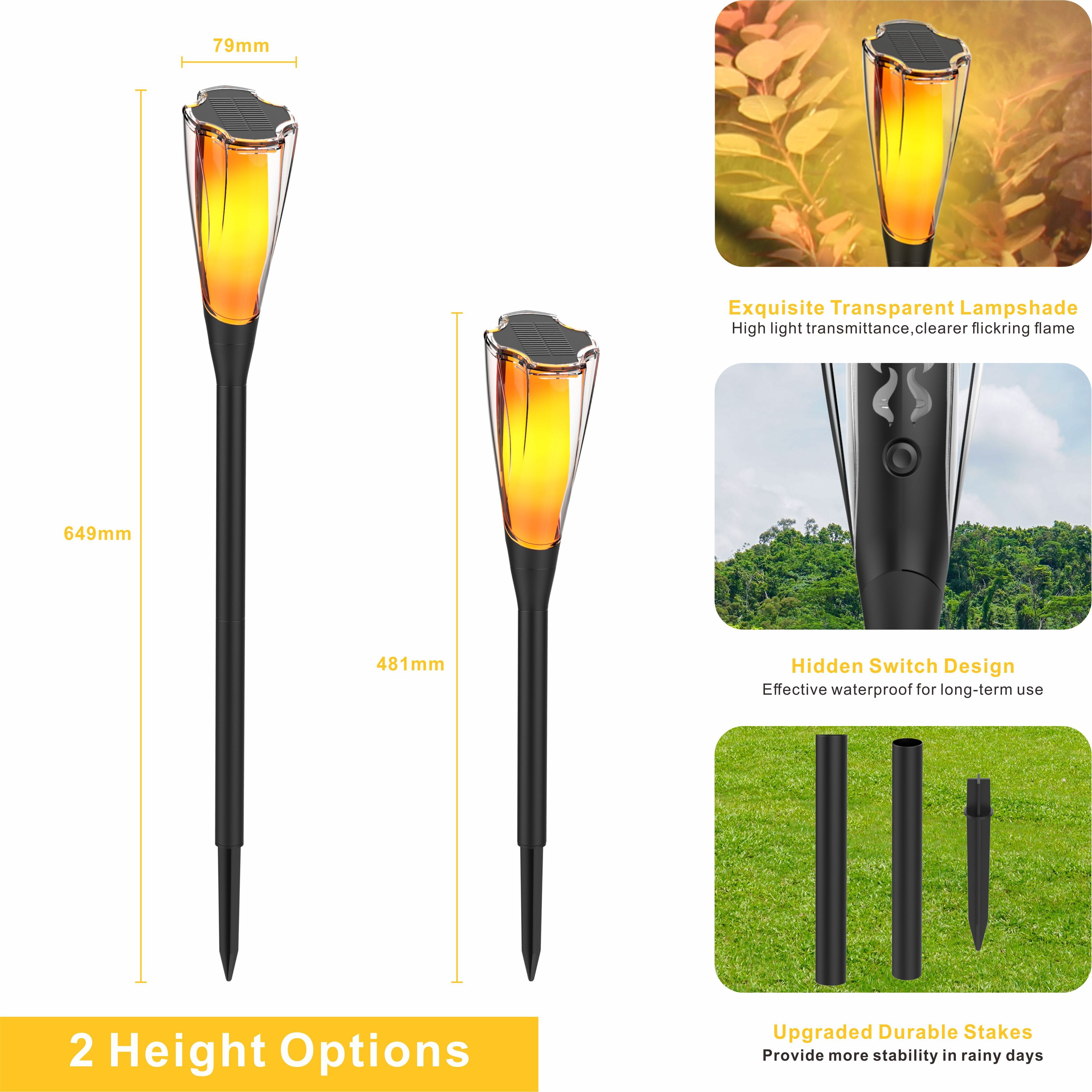 LED Torch Lights Auto On/Off Outdoor Solar Tiki Torches Garden Lights with Flickering Flame Decorative