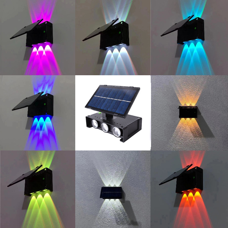 UP Down Solar Lights Warm white RGB Color Changing Outdoor Wall Lamps IP65 Waterproof