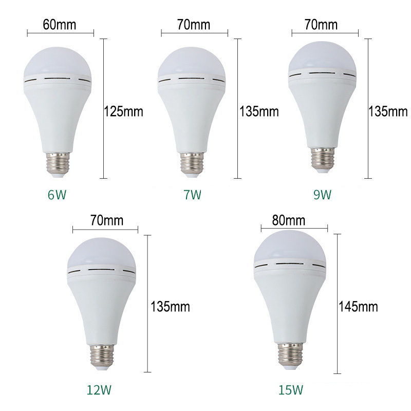 Rechargeable LED Emergency Bulb Light E27 9W 12W 15W 1200mAh Rechargeable Battery Bulb Lamp