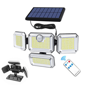 Solar Split Light Outdoor 333 LED Motion Sensor 3 Modes Waterproof Integrated Separate Adjustable Head Solar Wall Light