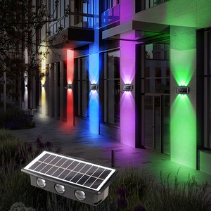 Solar Lights Outdoor Garden Dual Color 2 Brightness Mode RGB LED Wall Light for Decoration