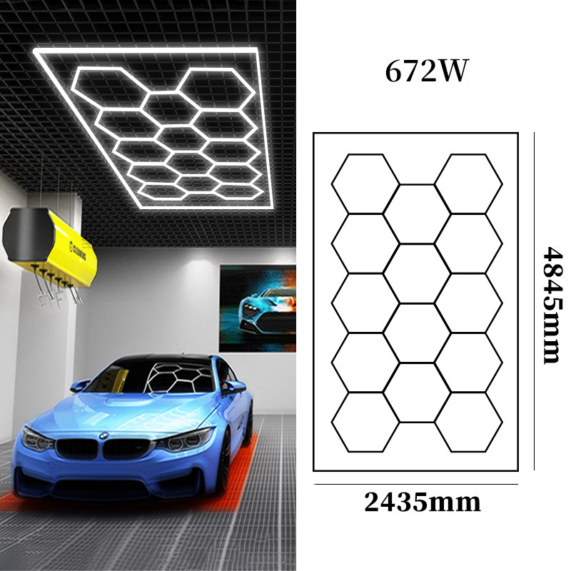 Custom garage LED honeycomb light Car Detailing Work Light Bar Car Wash Station 110V 220V Garage Ceiling Hexagonal Led Lights