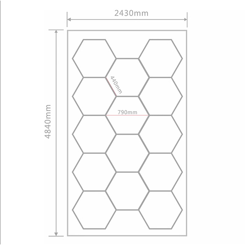 672W LED honeycomb lights 2.4*4.8M 8*16FT IP56 auto detailing work lighting 110V 220V hexagonal garage roof light