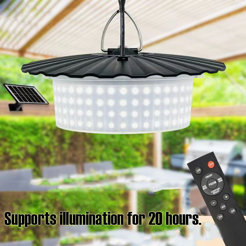 5 Modes Solar Motion Sensor Light 244 LED Solar Pendant Light with Remote IP65 Waterproof