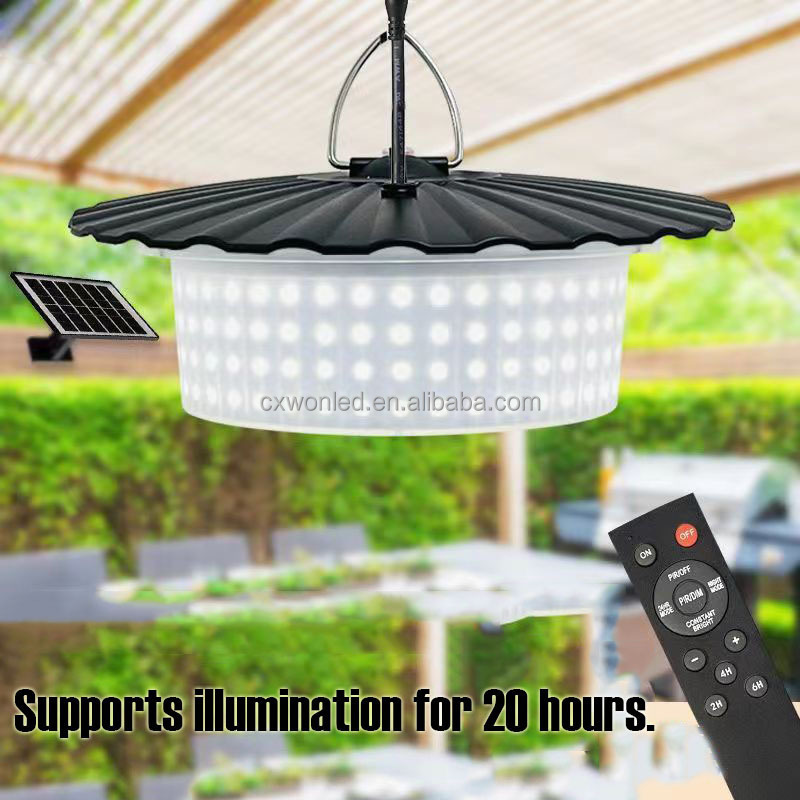 5 Modes Solar Motion Sensor Light 244 LED Solar Pendant Light with Remote IP65 Waterproof