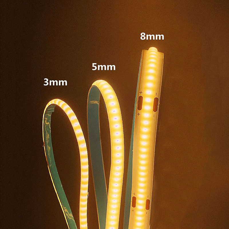 3mm 5mm Ultra Thin COB LED Strips 12V 24V RA>90 High CRI LED Tape Light Cuttable Flexible 16.4FT Super Bright  COB Strip light