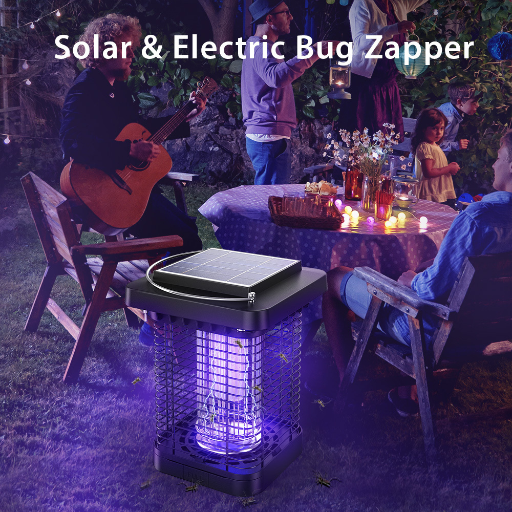 Outdoor Waterproof Solar Mosquito Killer Lamp Garden Fly Trap Lamp Yard Mosquito Trap Electric Shock Insect Killing Mosquito