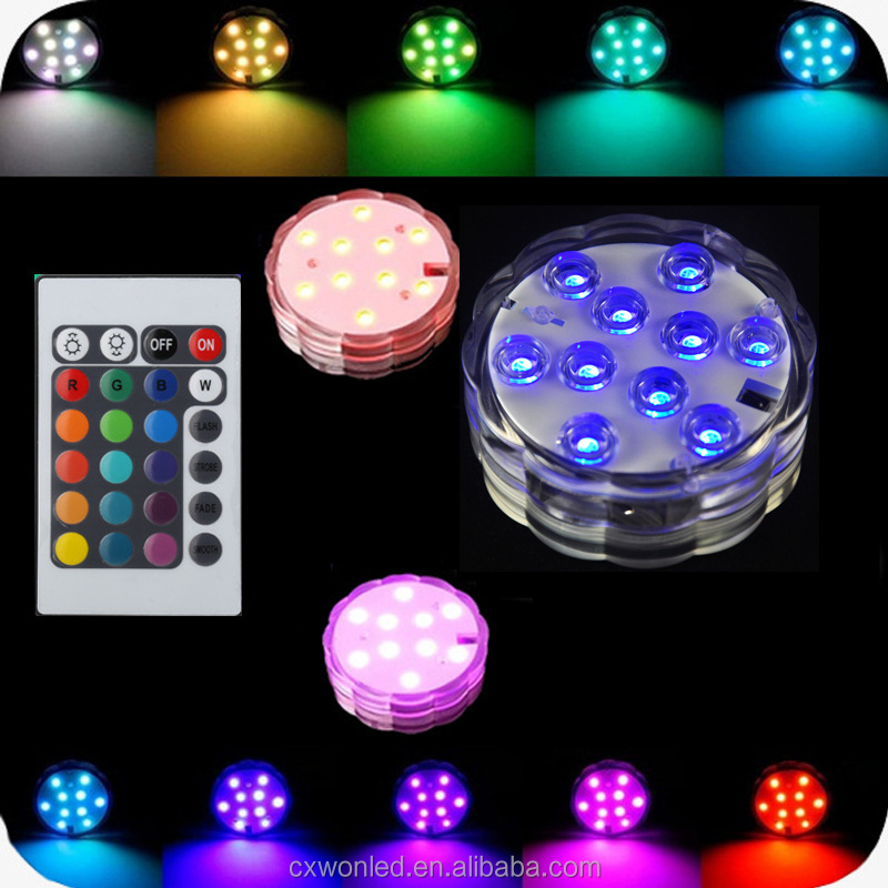 Colour Changing Lights AA Battery Remote Led Waterproof Submersible Light