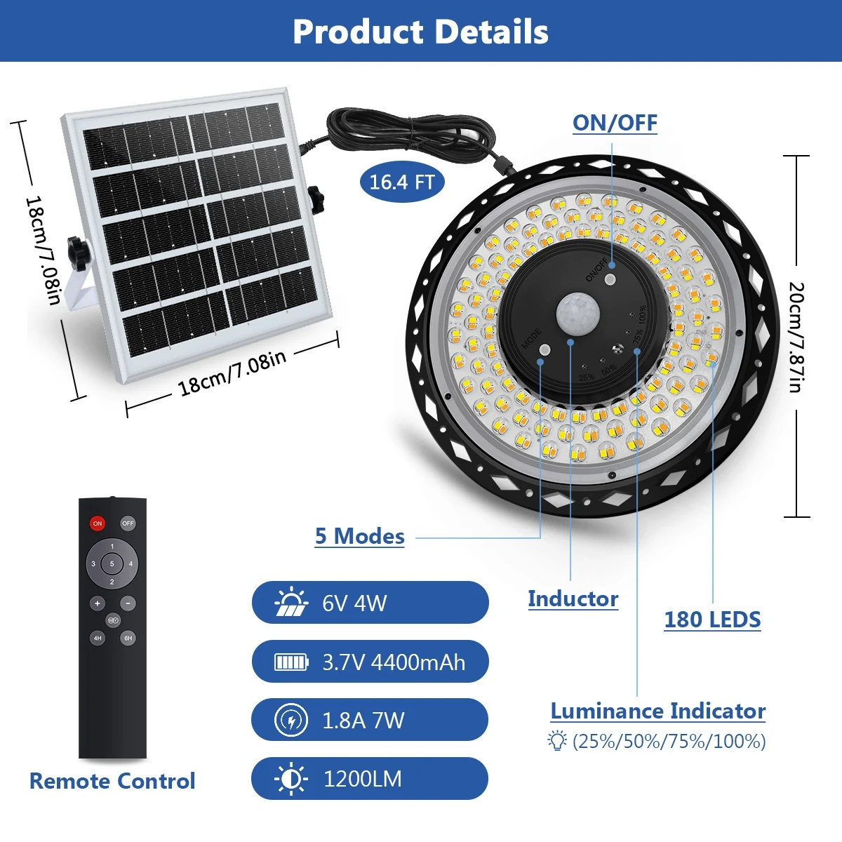 UFO Solar Garden Light 1200lm Indoor Outdoor 5 modes motion sensor solar light for garden