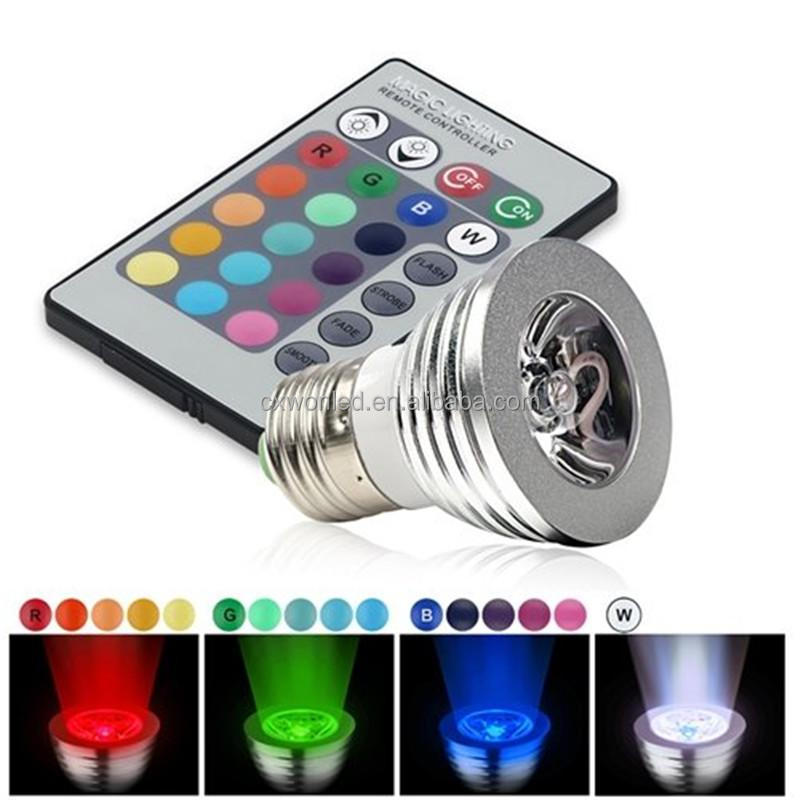 3W LED RGB Bulb 16 Color Changing LED Spot lights RGB ac85-265v E27 GU10 mr16 led rgb remote control spotlight 12v