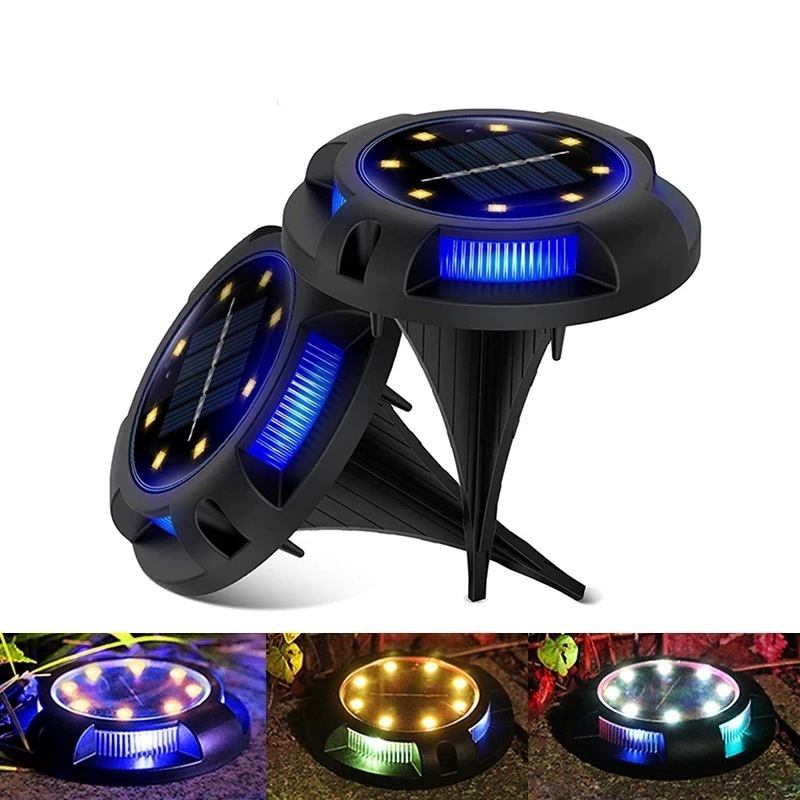 12LED Solar Power IP65 Waterproof Floor Pathway Lawn Disk Landscape Solar Portable Outdoor Garden Solar Lawn Light