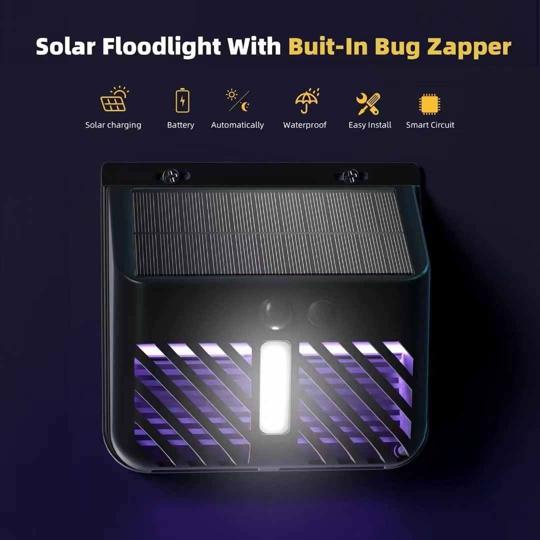 800V Solar Bug Zapper with UV Light Indoor/Outdoor Mosquito Killer Electric Fly Traps Garden Solar Mosquito Killer Lights