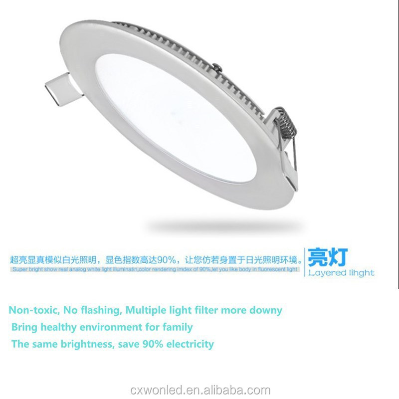 Ultra thin 3W/4W/6W / 9W / 12W / 15W/ 18W LED Ceiling Recessed Grid Downlight / Slim Round Square Panel Light