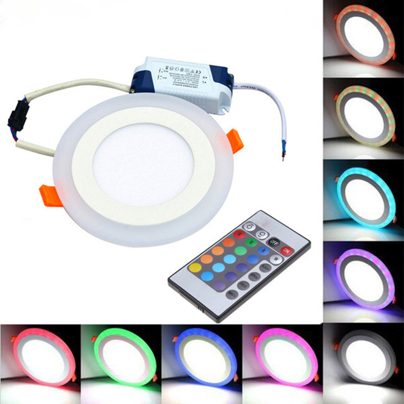 Dimmable Dual Color White RGB 6W 12W 18W Downlight Recessed Lights Indoor Lighting Embedded LED Panel Light