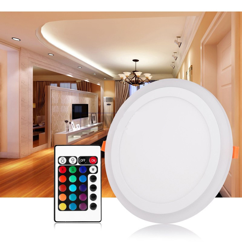 Dimmable Dual Color White RGB 6W 12W 18W Downlight Recessed Lights Indoor Lighting Embedded LED Panel Light