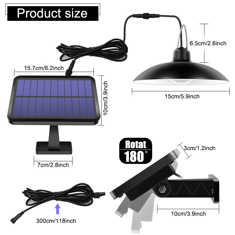 Double Head Emergency Light 520LM ABS Split LED Solar Pendant Camping Light With 6M Line Solar Lamp Indoor Outdoor