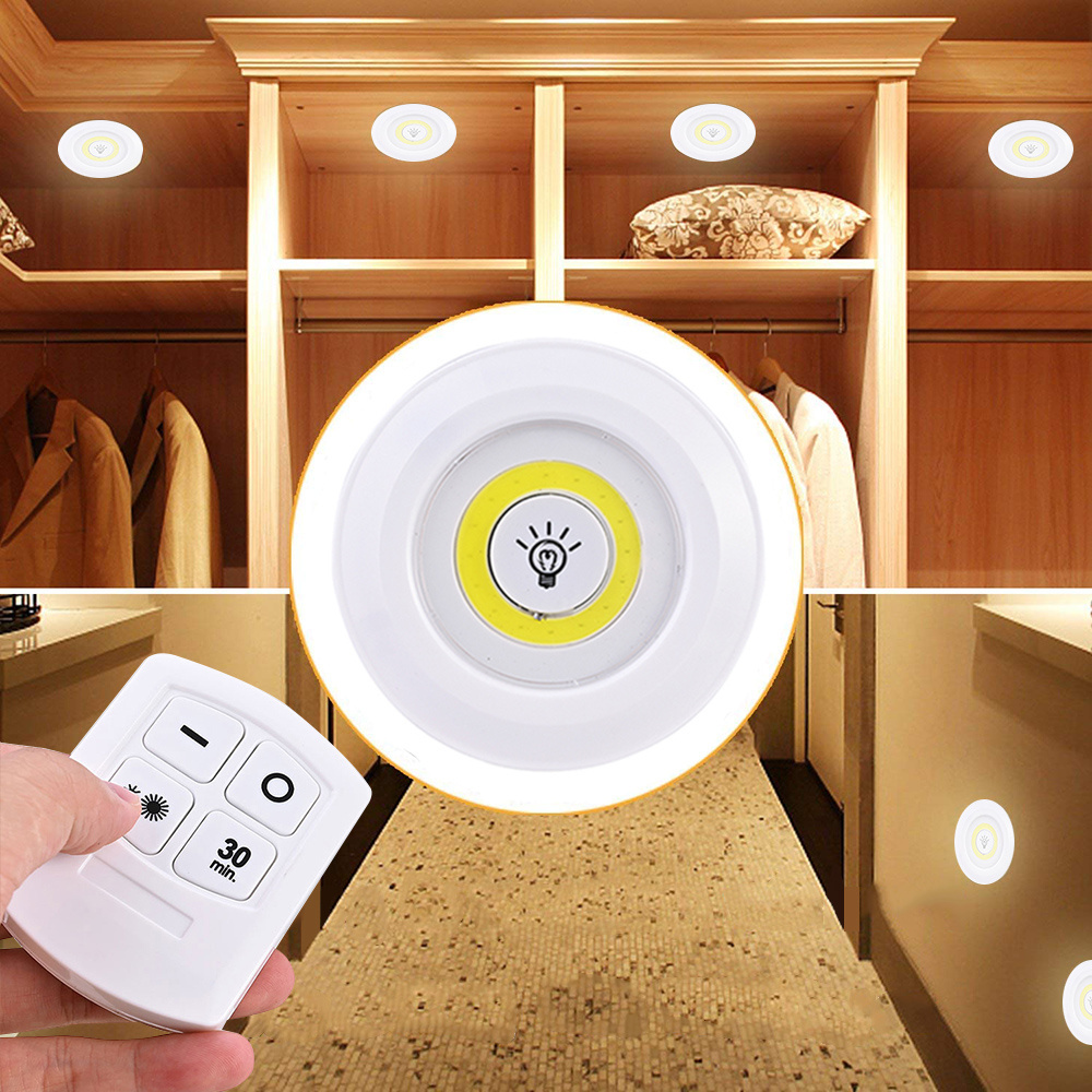 Dimmable LED Closets Lights with Remote Control Operated COB LED Under Cabinet Light Wardrobe Kitchen Lighting Lamp