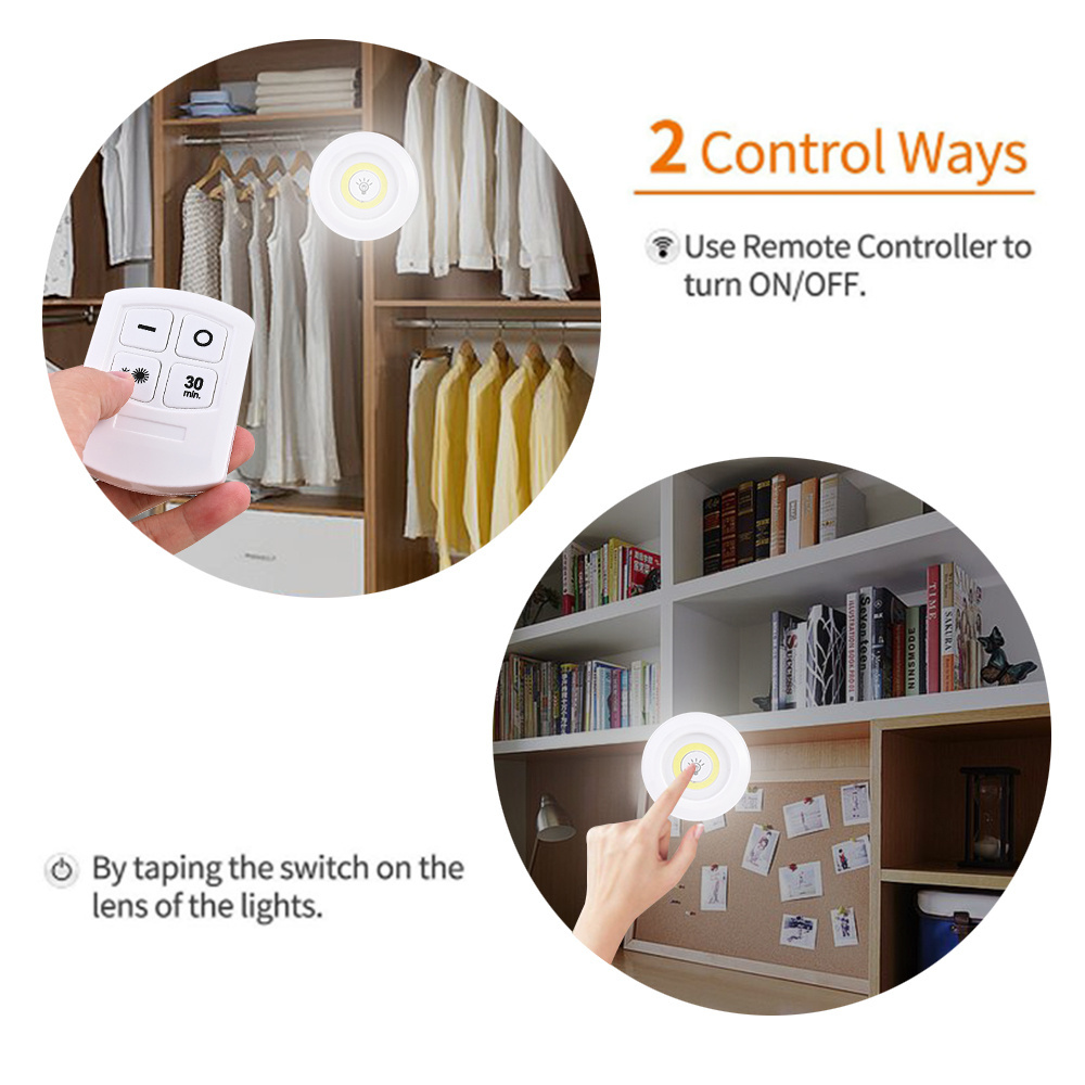 Dimmable LED Closets Lights with Remote Control Operated COB LED Under Cabinet Light Wardrobe Kitchen Lighting Lamp