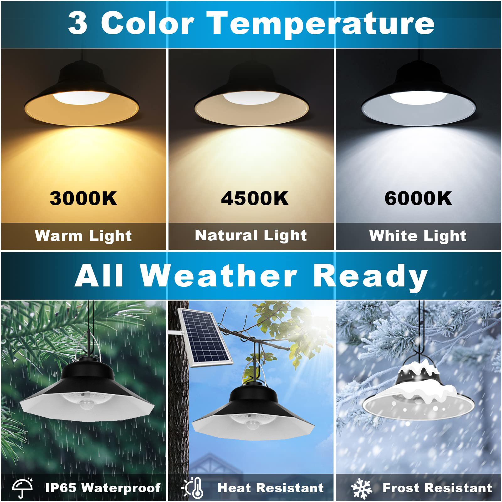 Solar Security Lights 3 colour Adjustable 5 Modes Timer Function Waterproof Solar Garden lights for Outdoor Patio Pathway