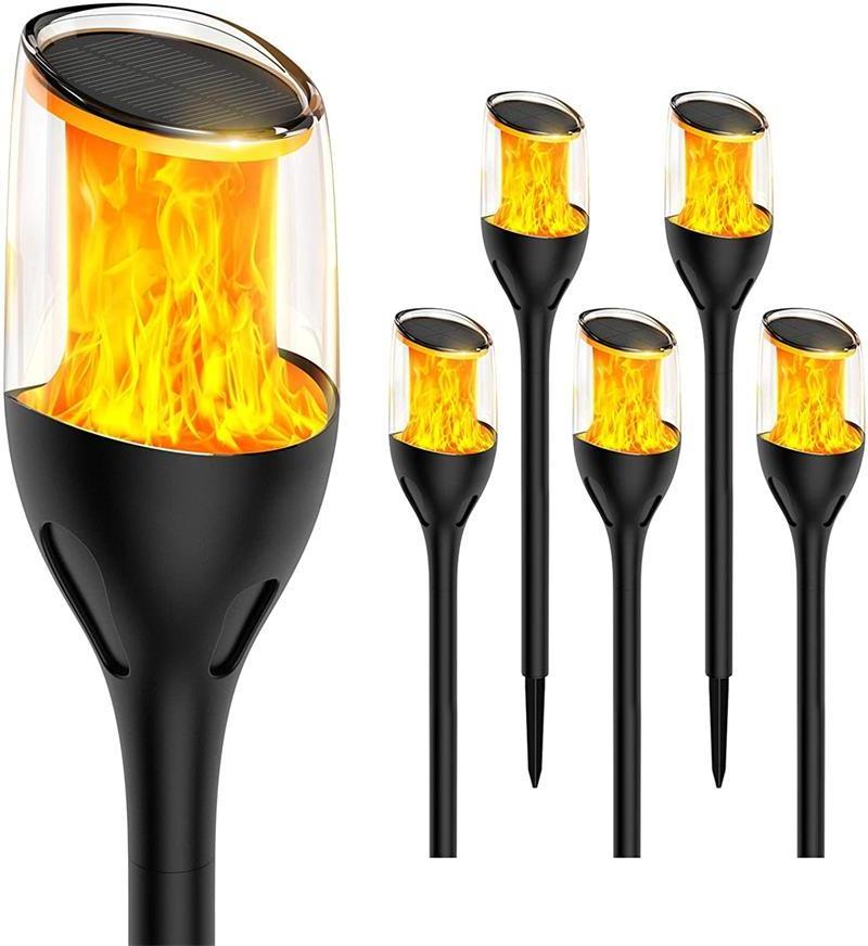 Solar Flame Torch Lights Flickering Garden LED Lawn Lamp Waterproof Outdoor Decoration Lights for Yard Street Pathway Patio