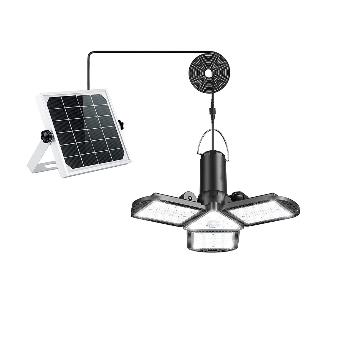 Solar Powered and USB Recharge 3 Colours Motion Sensor Indoor Outdoor Solar Pendant Lights for for Home Yard Barn Gazebo Porch