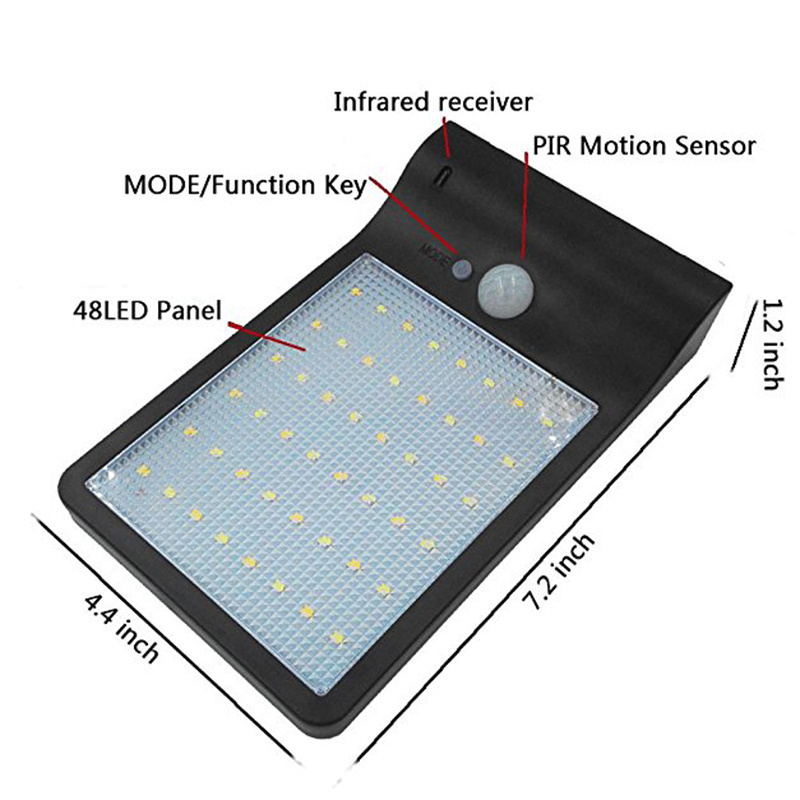 Outdoor Solar Powered Motion Sensor Remote Gate Fence Wall Solar Led Light