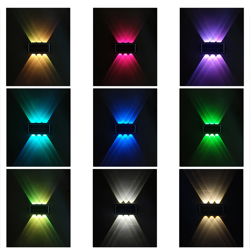 Solar Garden Landscape Light Up Down 6 LED Waterproof Color Changing Solar Wall Wash Light