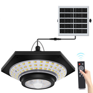 Newest Solar Pendant Light Outdoor Indoor 228LED Hanging Solar Shed Light Motion Sensor 3 Lighting Modes with Remote Control