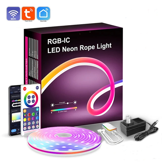 RGBIC Neon Rope Light WIFI App Control 16.5FT Dream Color DIY Flexible LED Strip Lights