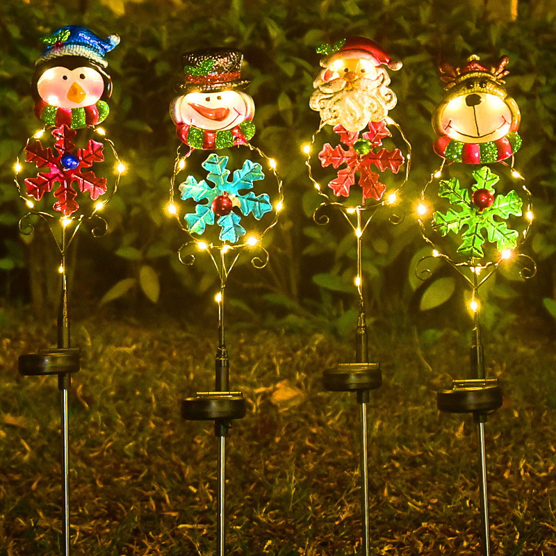 Christmas Solar LED Garden Light Lawn Snowman Elk Penguin Landscape Decoration Outdoor Stake Lights