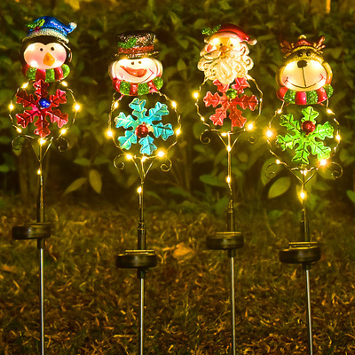 Christmas Solar LED Garden Light Lawn Snowman Elk Penguin Landscape Decoration Outdoor Stake Lights