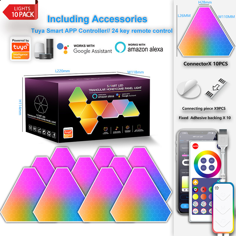 Triangle Lights Smart LED Light Panel App Control Game Sync RGBIC Voice Control Triangle Wall Lamp