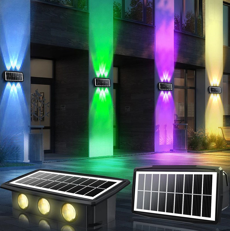 Solar Garden Landscape Light Up Down 6 LED Waterproof Color Changing Solar Wall Wash Light