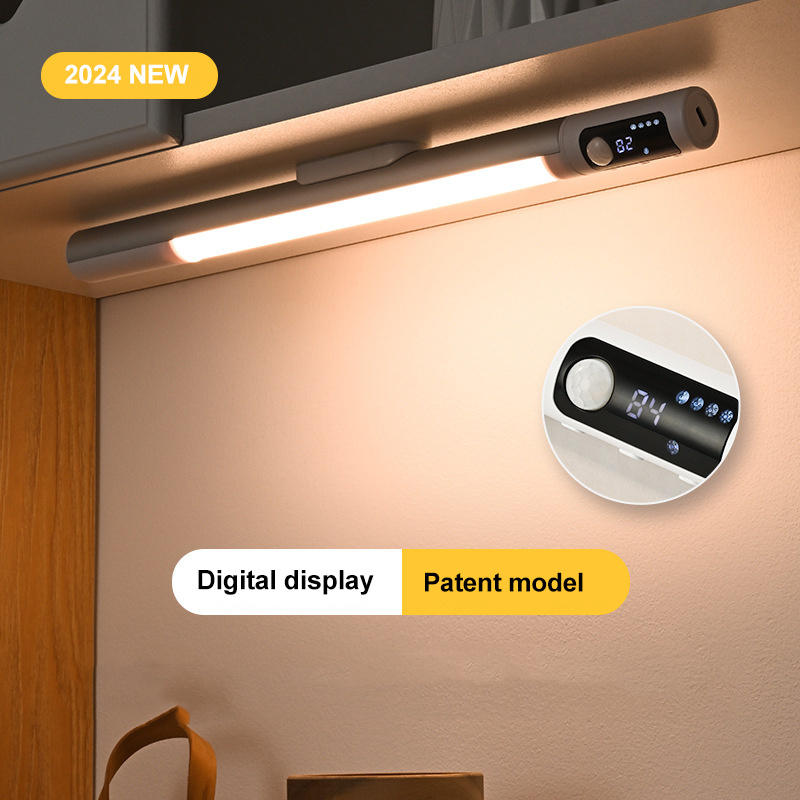 Digital Display Modern Magnetic Rotatable Closet Lights PIR Motion Sensor Wardrobe Kitchen Bedroom Under Cabinet Light