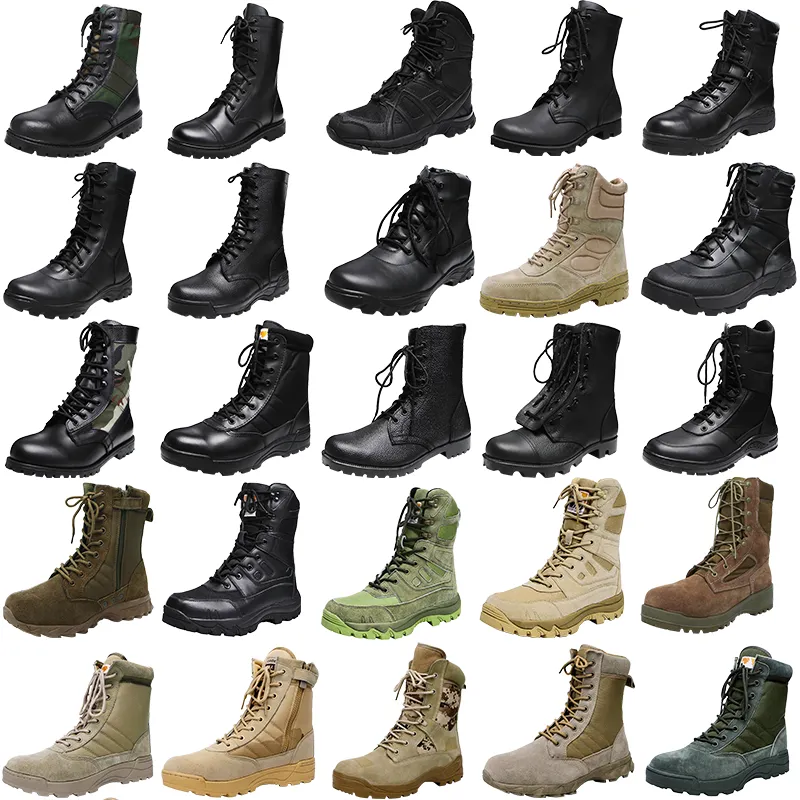 High-quality hot  leather tactical Jungle black leather boots Custom panama tactical combat boots