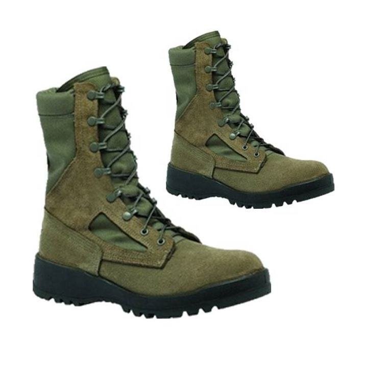 Leather Boots Olive Men's Hot Weather  Green EVA Men OEM GENUINE Leather Midi Rubber Half Boot