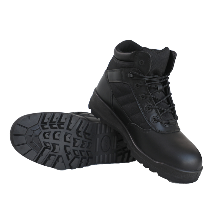 Outdoor Activity Tactical Leather Oxford Fabric Black Boot for Men