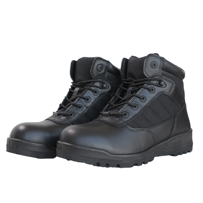 Outdoor Activity Tactical Leather Oxford Fabric Black Boot for Men