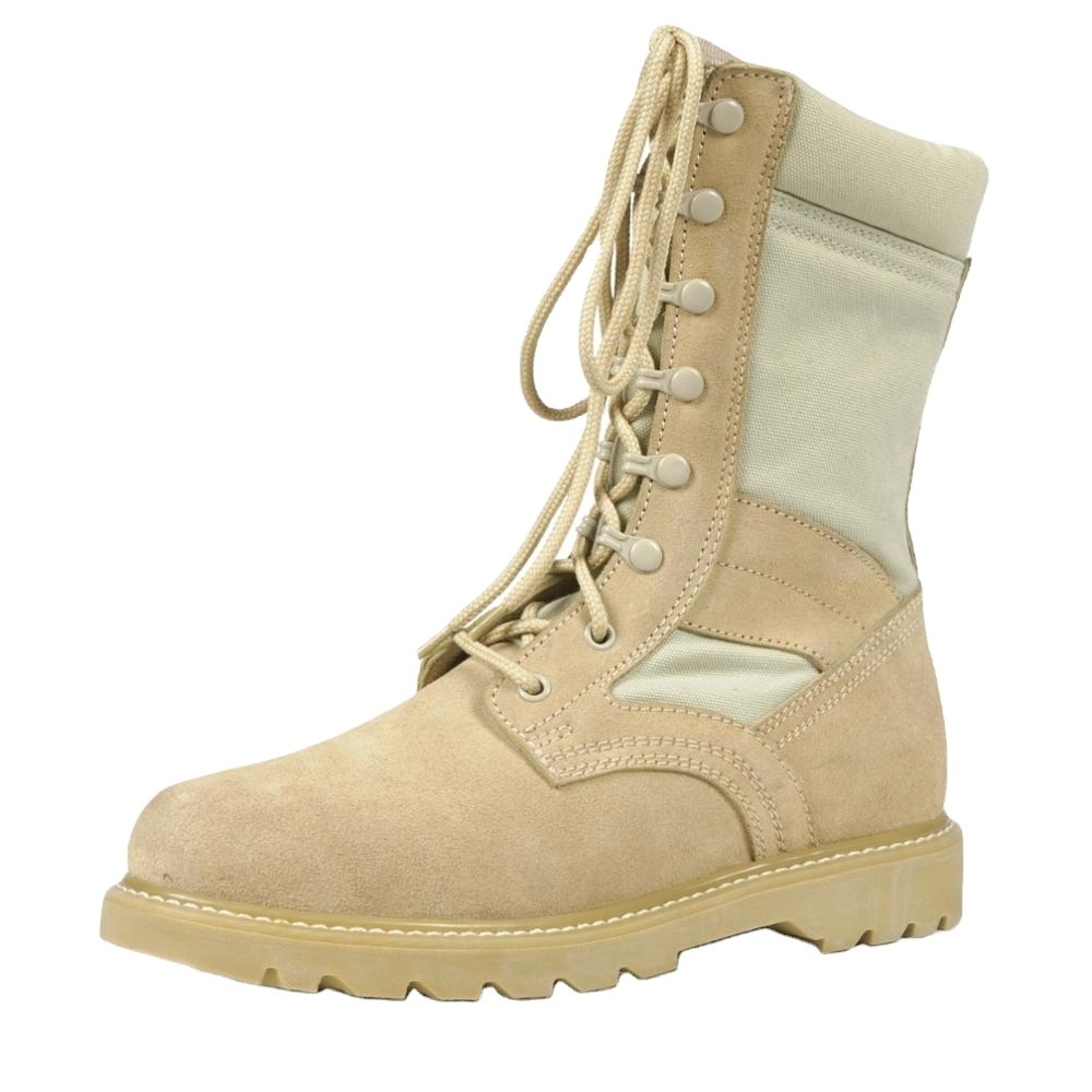 Tan Desert combat boots khaki boots for men yellow combat boots suede leather