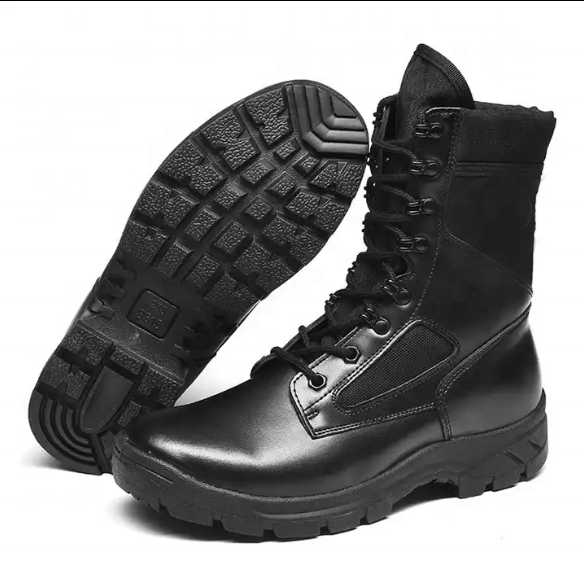 Genuine Black Leather Waterproof Shock Absorption Breathable Comfortable Tactical Boots