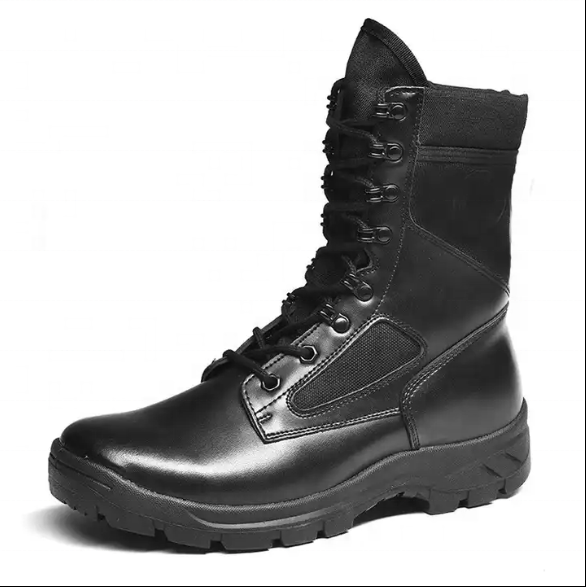 Genuine Black Leather Waterproof Shock Absorption Breathable Comfortable Tactical Boots